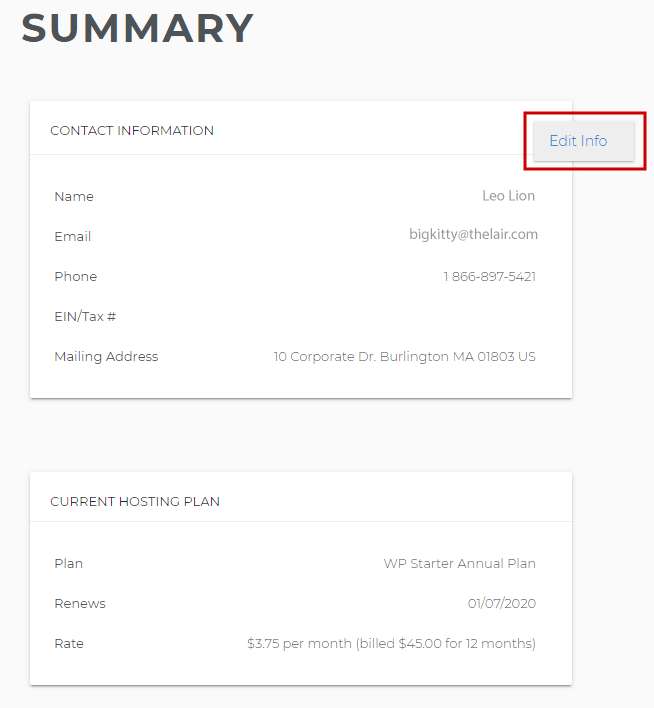 Account summary