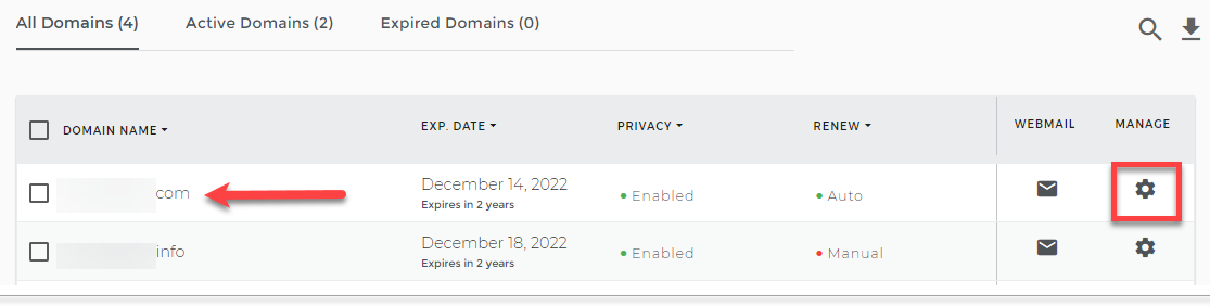 List  View, domain or cog icon