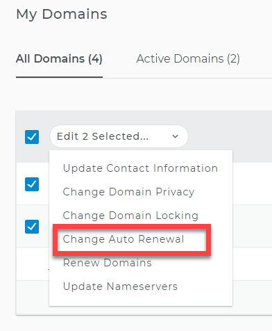 Change auto renewal