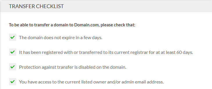 Transfer checklist