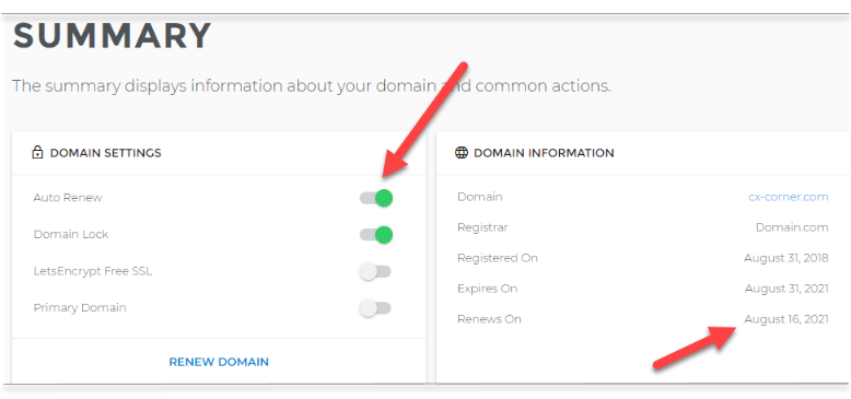 Auto-renewal option